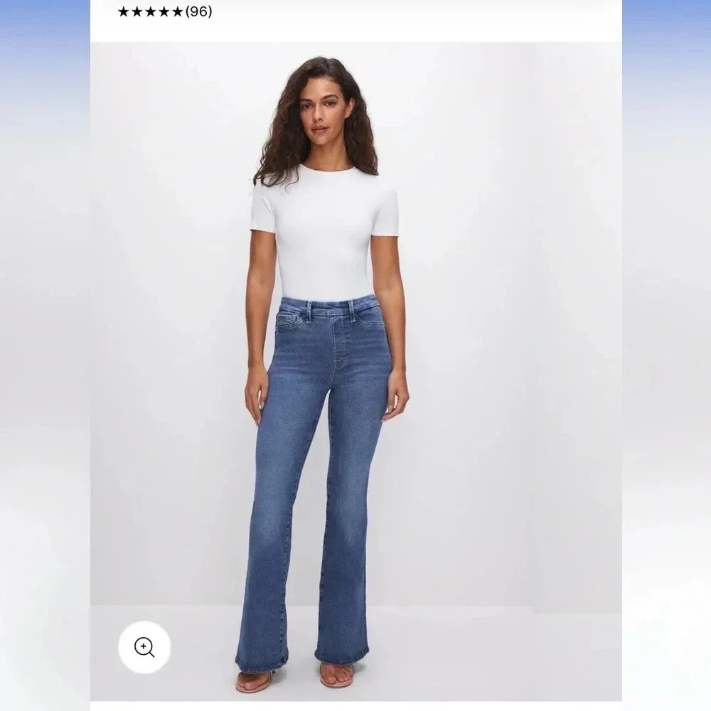 Good American Power Stretch Pull-On Flare Jeans
